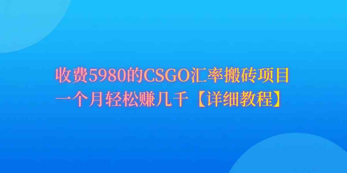 （9776期）CSGO装备搬砖，月综合收益率高达60%，你也可以！-红山网创