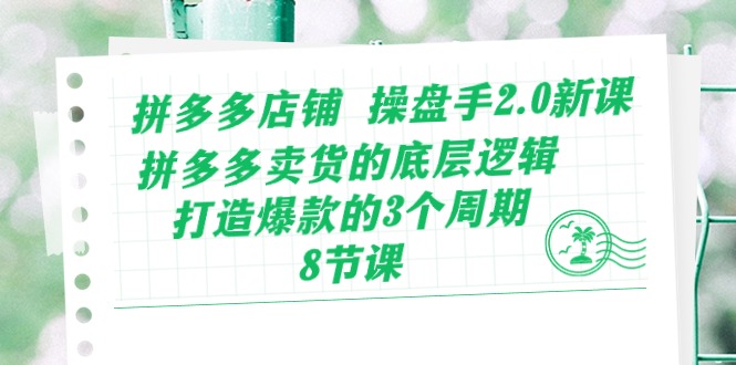 拼多多店铺操盘手2.0新课，拼多多卖货的底层逻辑，打造爆款的3个周期（8节）-红山网创