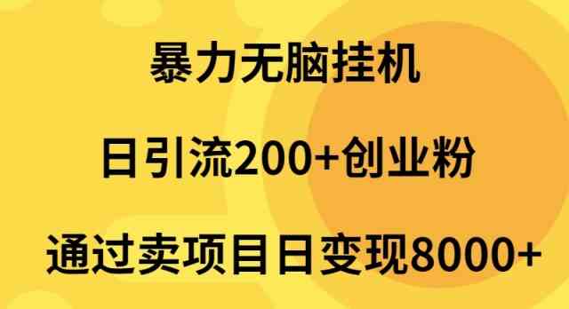 （9788期）暴力无脑挂机日引流200+创业粉通过卖项目日变现2000+-红山网创