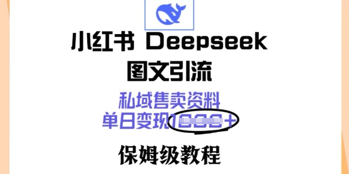 小红书Deepseek图文引流，私域售卖资料，单日变现多张，保姆级教程-红山网创