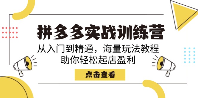 （14392期）拼多多实战训练营，从入门到精通，海量玩法教程，助你轻松起店盈利-红山网创