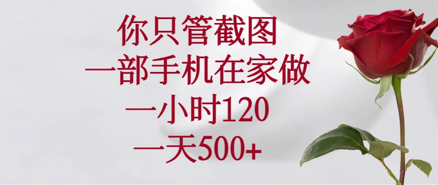 （14248期）你只管截图，一部手机在家做，一小时120，一天500+-红山网创