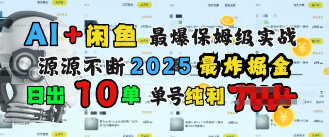 AI搞钱闲鱼最爆保姆级实战，纯靠转介绍日出10单纯利1k-红山网创