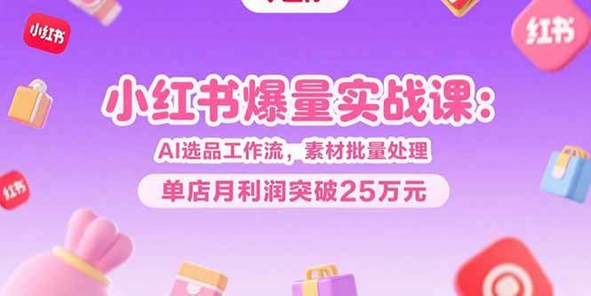 （15462期）小红书爆量实战课：AI选品工作流，素材批量处理，单店月利润突破25万元-红山网创