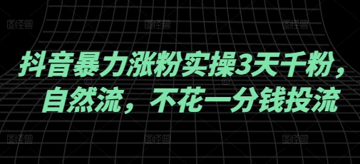 抖音暴力涨粉实操3天千粉，自然流，不花一分钱投流，实操经验分享-红山网创