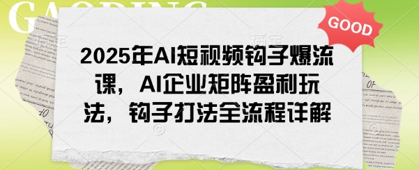2025年AI短视频钩子爆流课，AI企业矩阵盈利玩法，钩子打法全流程详解-红山网创