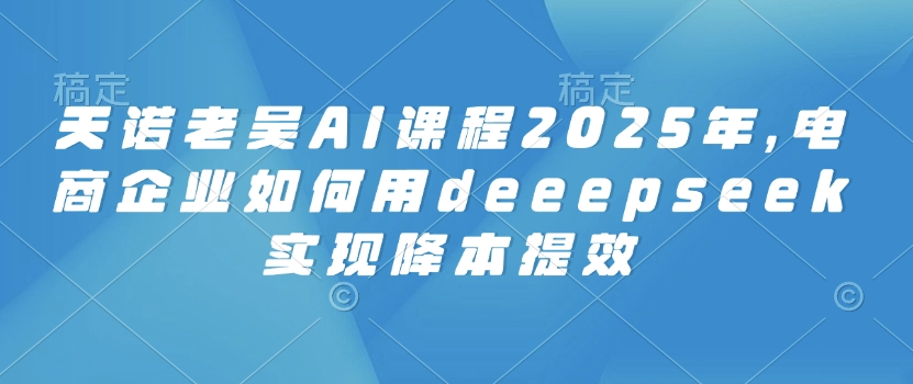 天诺老吴AI课程2025年，电商企业如何用deeepseek实现降本提效-红山网创