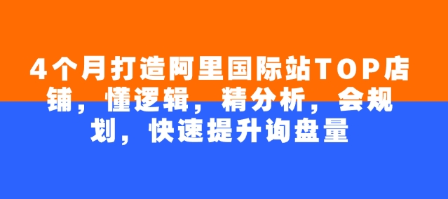 4个月打造阿里国际站TOP店铺，懂逻辑，精分析，会规划，快速提升询盘量-红山网创