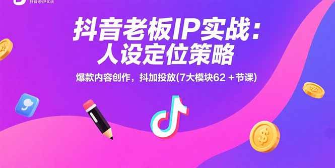 （15497期）抖音老板IP实战：人设定位策略，爆款内容创作，抖加投放(7大模块62+节课)-红山网创