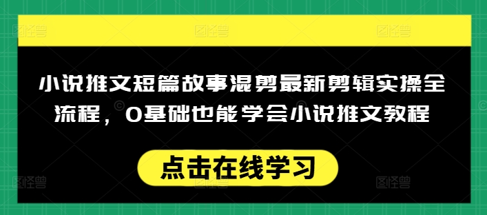 小说推文短篇故事混剪最新剪辑实操全流程，0基础也能学会小说推文教程，肯干多发日入多张-红山网创