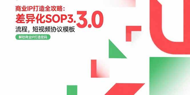 （15486期）商业IP打造全攻略：差异化SOP3.0流程，短视频协议模板，婚恋项目实战案例-红山网创