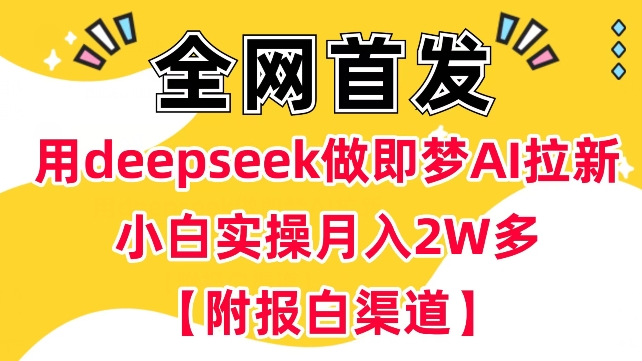 用deepseek做即梦Ai拉新 小白实操月入过W+【附报白渠道】-红山网创