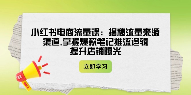 （14318期）小红书电商流量课：揭秘流量来源渠道,掌握爆款笔记推流逻辑,提升店铺曝光-红山网创