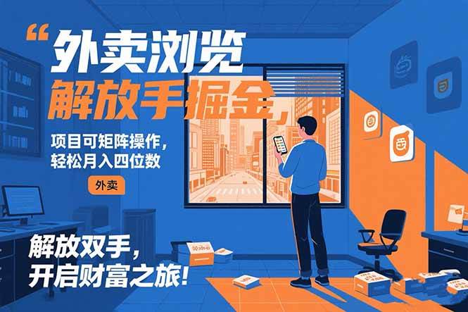 （15440期）外卖浏览掘金项目 可矩阵操作 轻松日入500+-红山网创