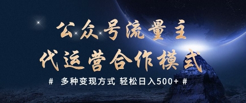 公众号流量主代运营  多种变现方式 轻松日入5张【揭秘】-红山网创